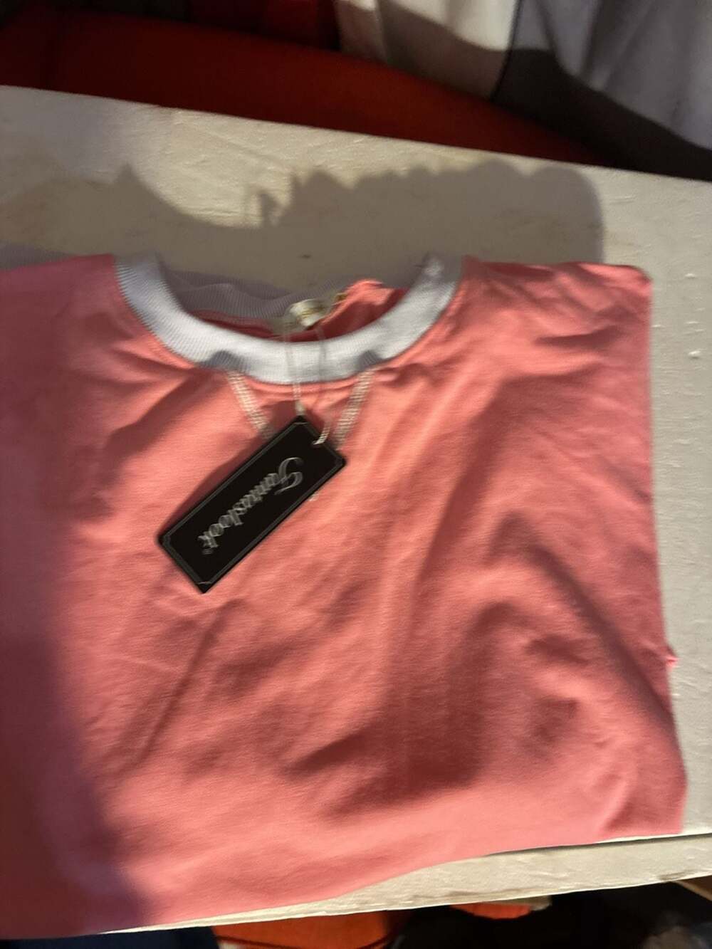 Fantaslook Womens Pink Ringer Sweatshirt Size L